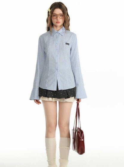 Shirt With Vintage Sweater Vest And Skirt Set-Up