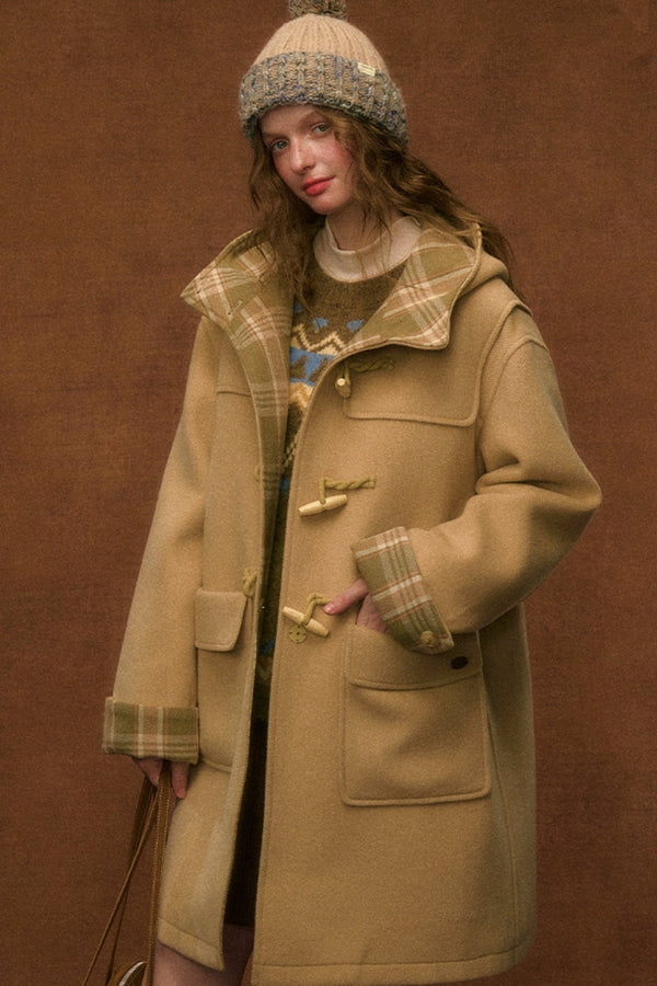 Winter Gray Horn Button Tweed Coat