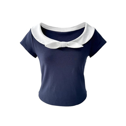 Navy Peplum Top
