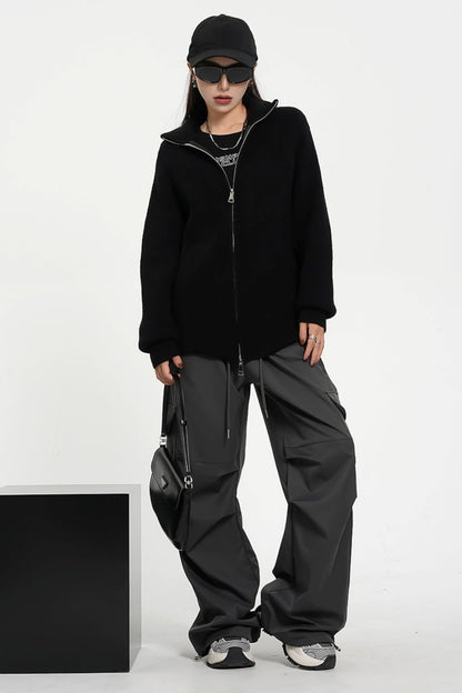 High-waisted Elasticated Waist Cargo Pants