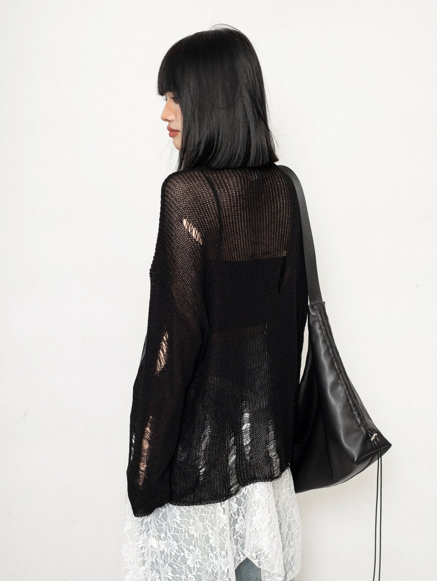 Light Mesh Graffiti Knit Top