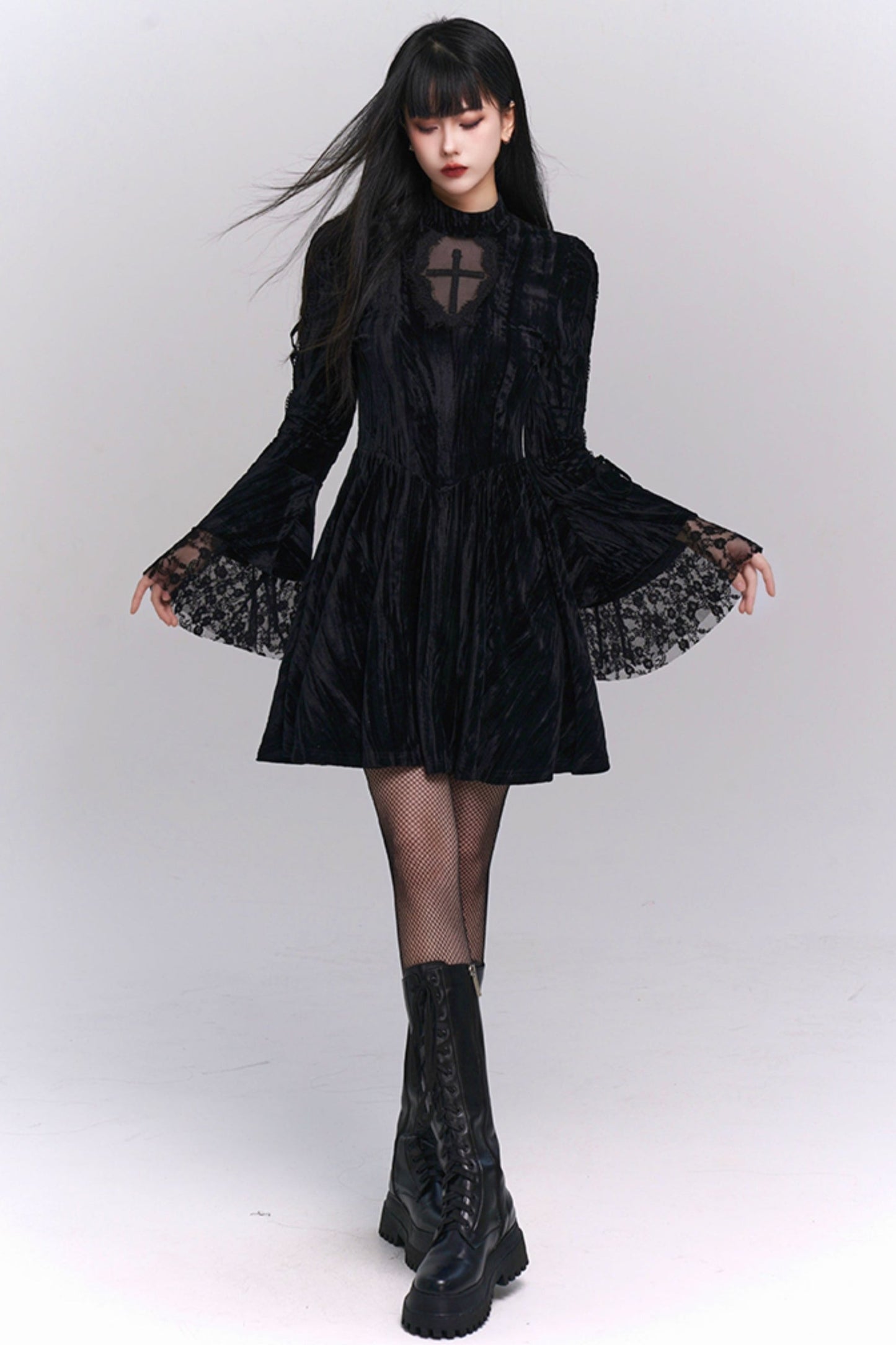 Unique Gothic Velvet Halloween Outfit Dress