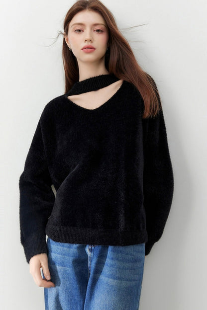 French Elegant Waxy Knitwear Top