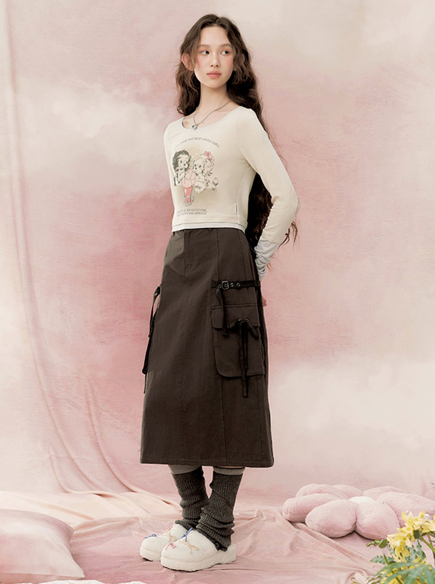 Retro mid-length skirt