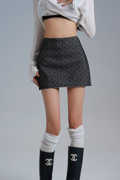 Niche Polka Dot High Waist A-Line Skirt