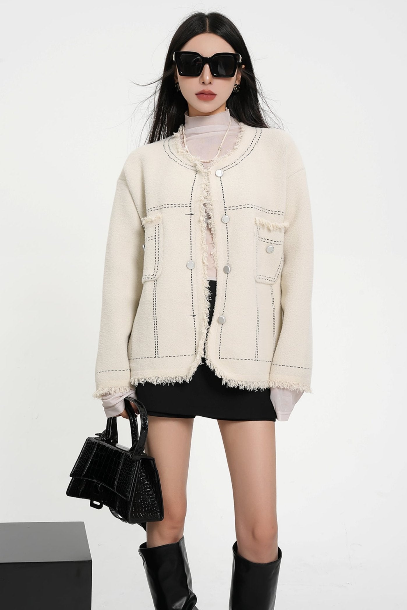 High-Quality Wool Knit Cardigan Jacket