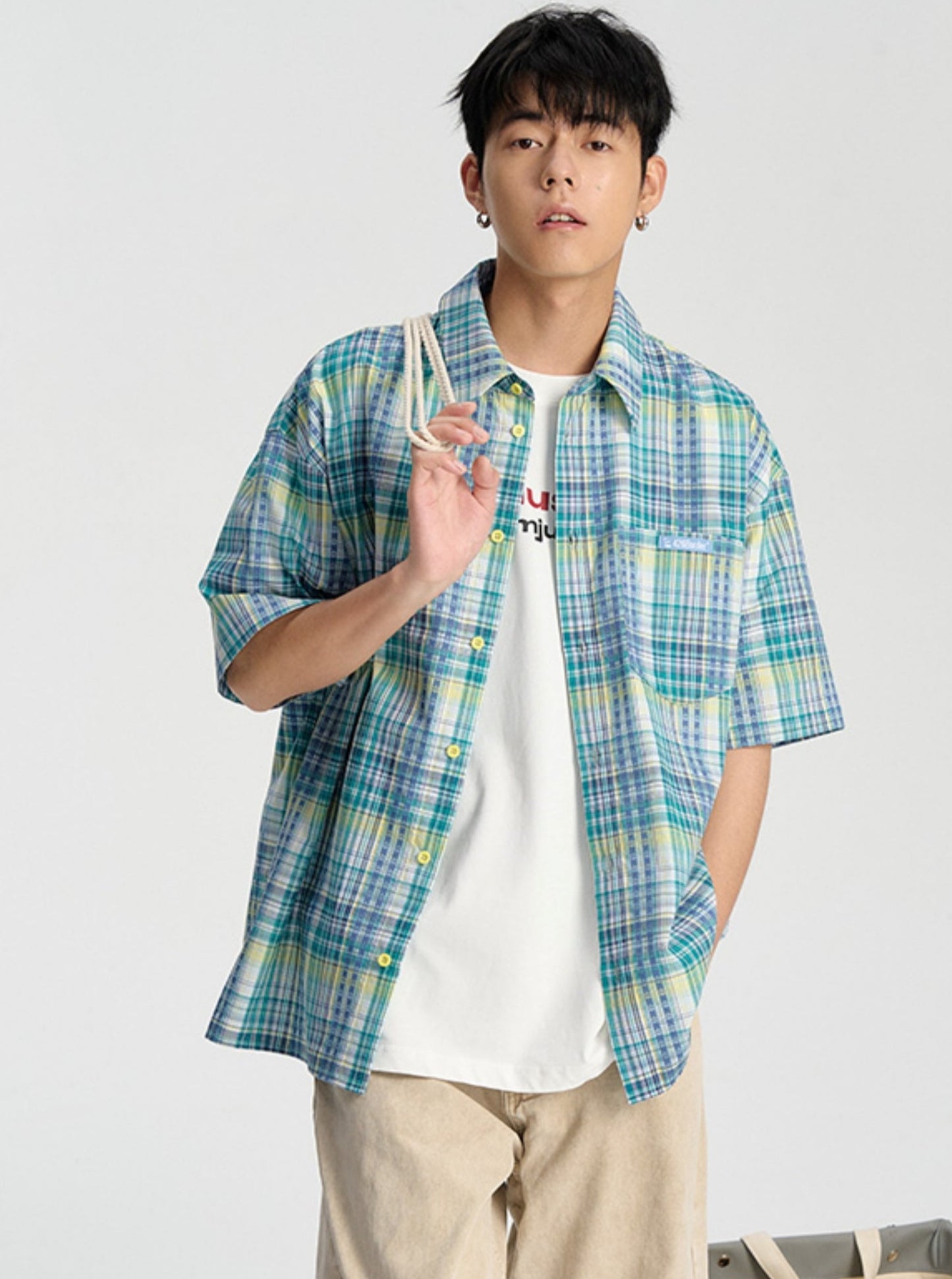 Embroidered Checked Summer Shirt