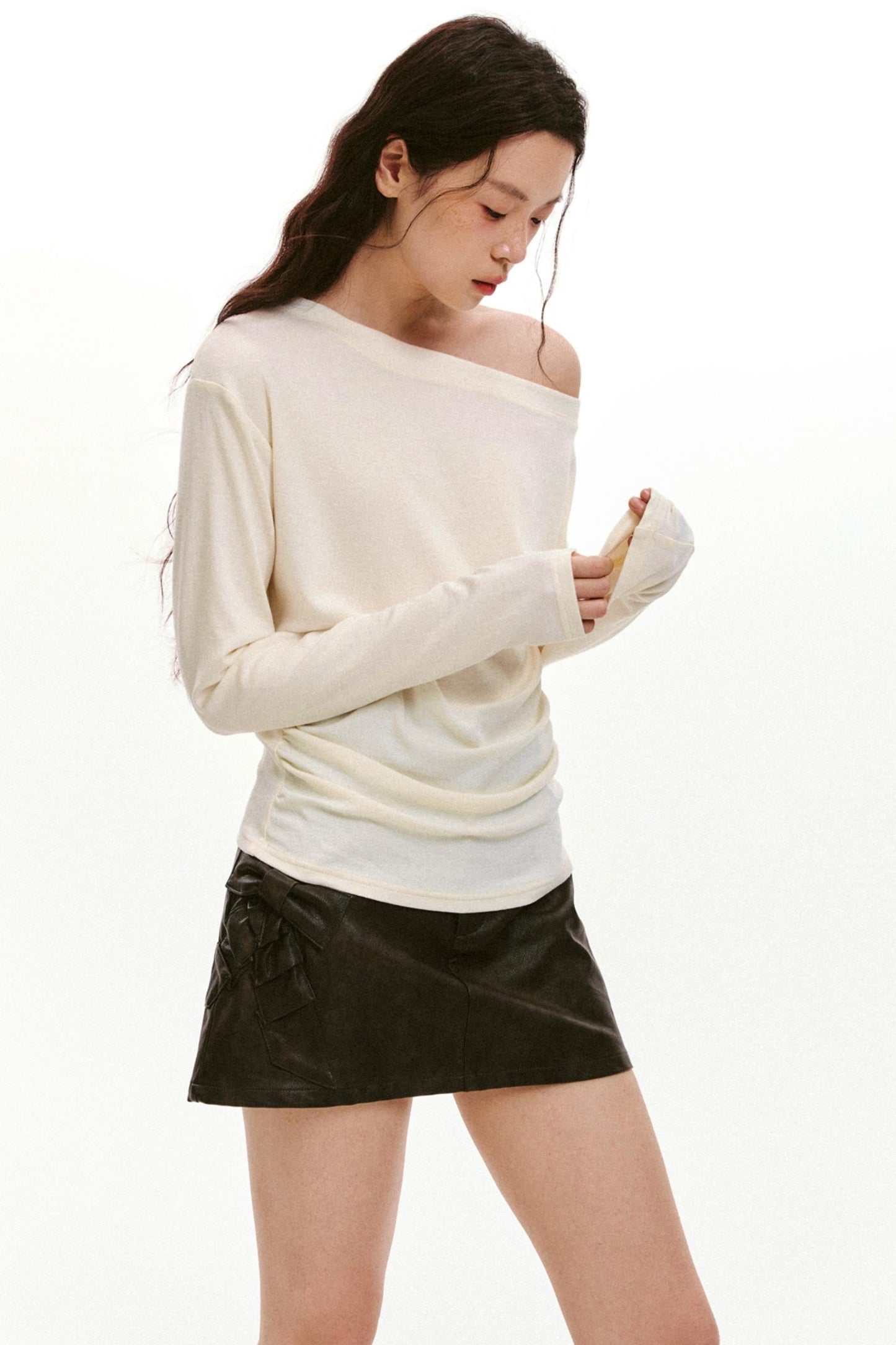 Lyocell Wool Slanted Shoulder Shirt