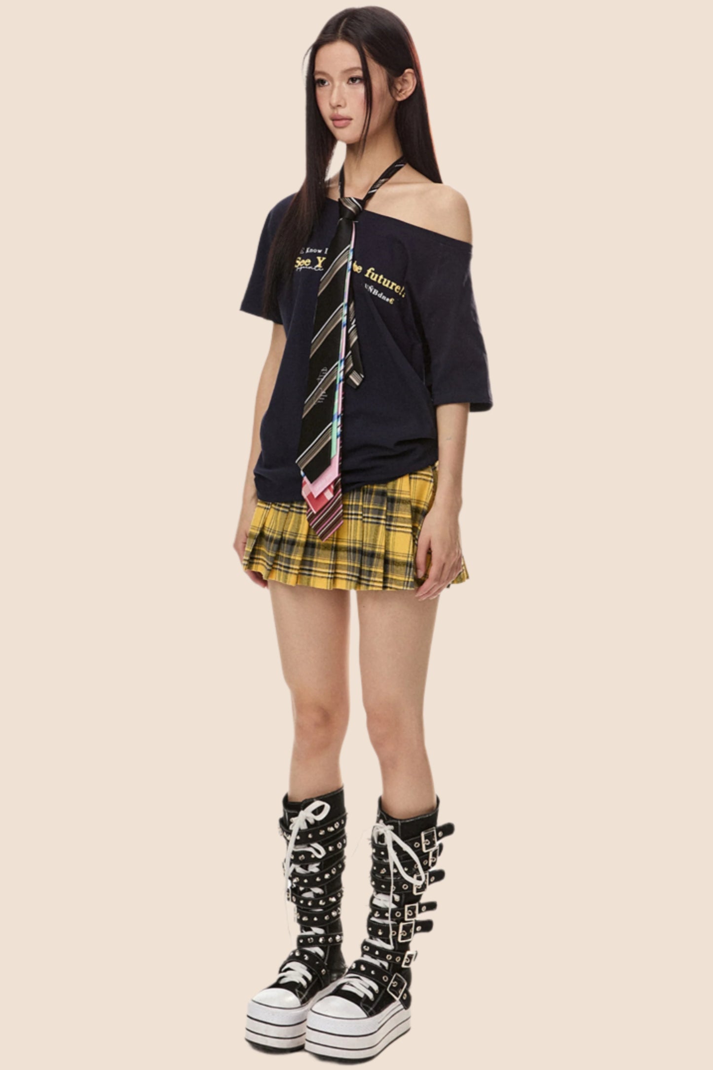 Retro Loose Off Shoulder T-Shirt