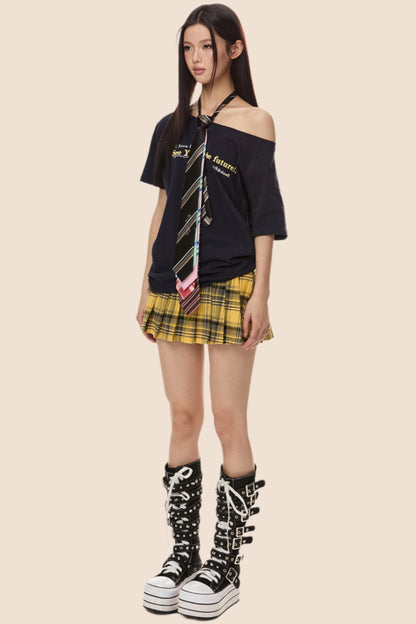 Retro Loose Off Shoulder T-Shirt