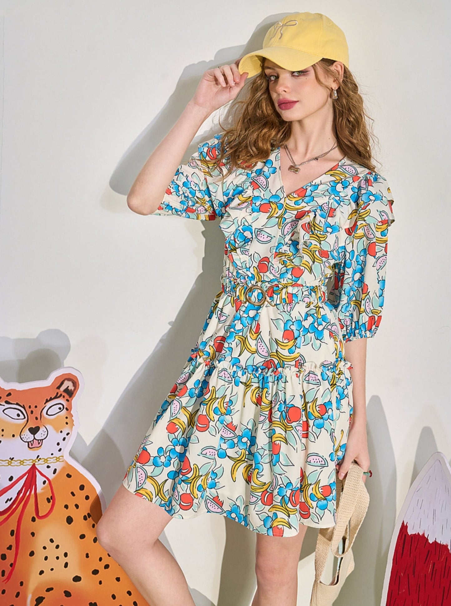 Slim Fit V-Neck Floral Dress