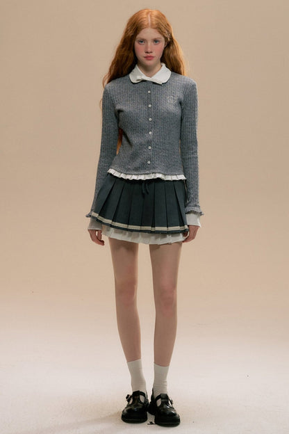 College Collar Long Sleeve Knit Top