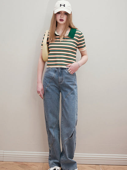 Contemporary Thin Straight Jeans Pants