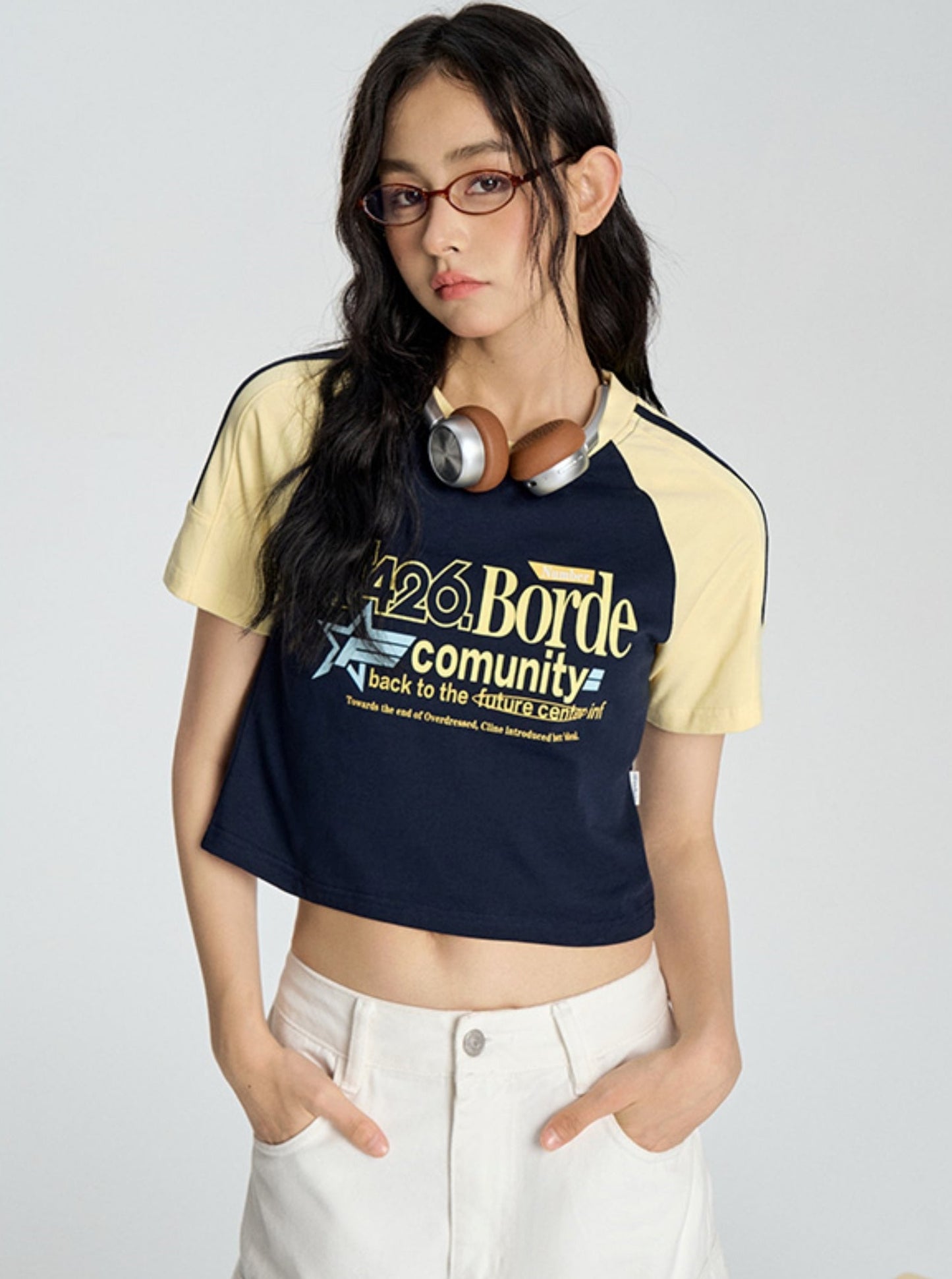 Star Letter Kontrast T-Shirt