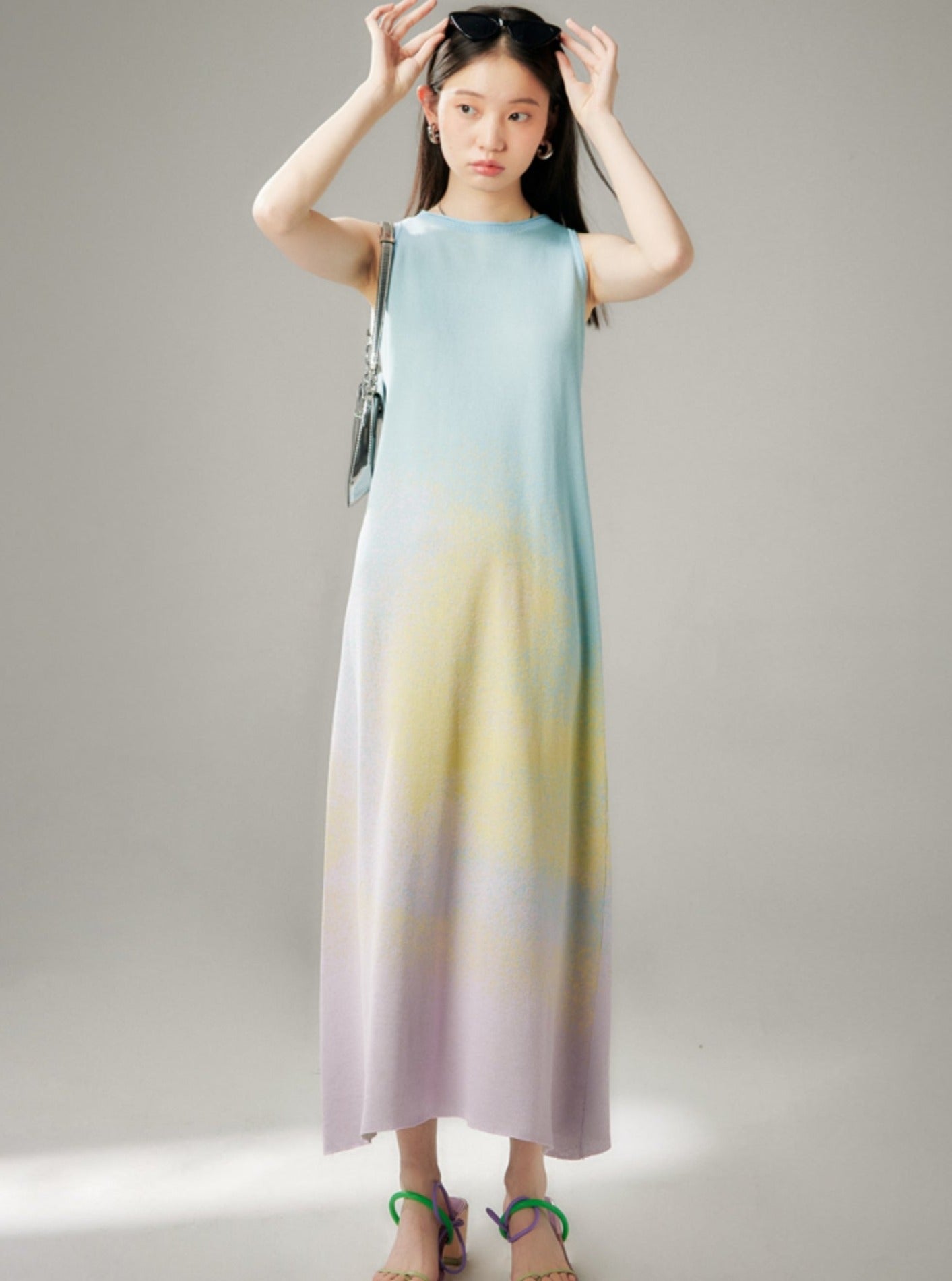 Gradient Ribbed Tencel Maxi Dress