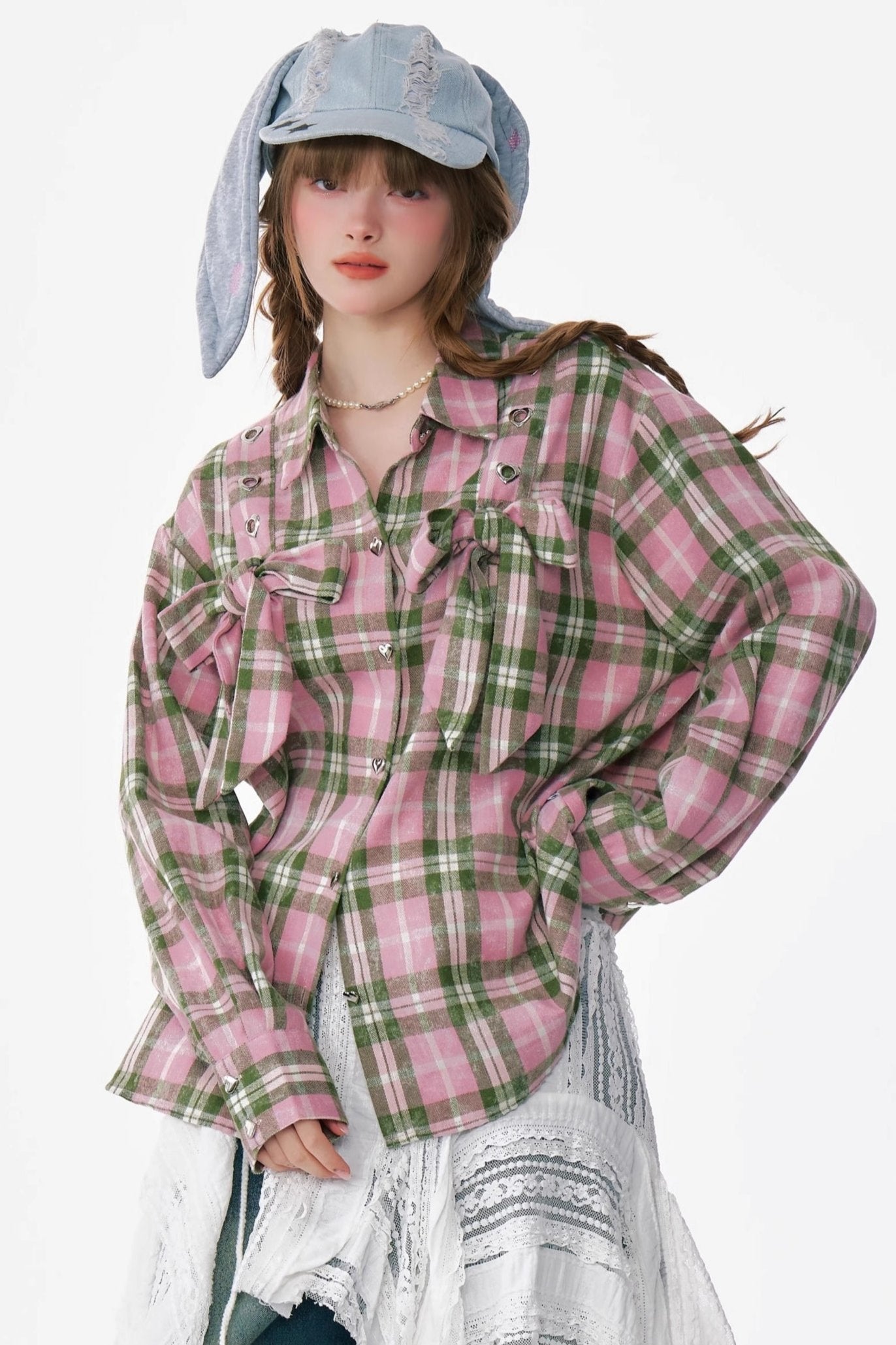 Retro THICKENED PINK PLAID SHIRT