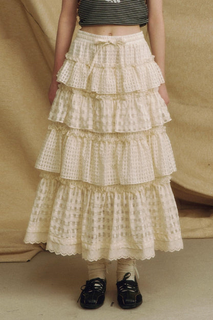 Lace A-Line Layered Skirt