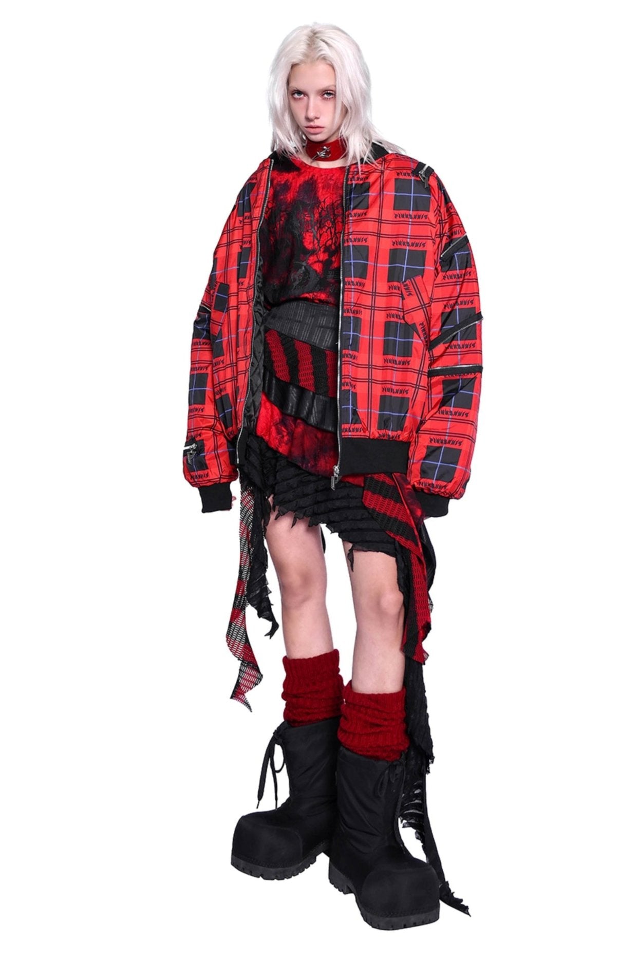 Flame Red Punk Padded Jacket