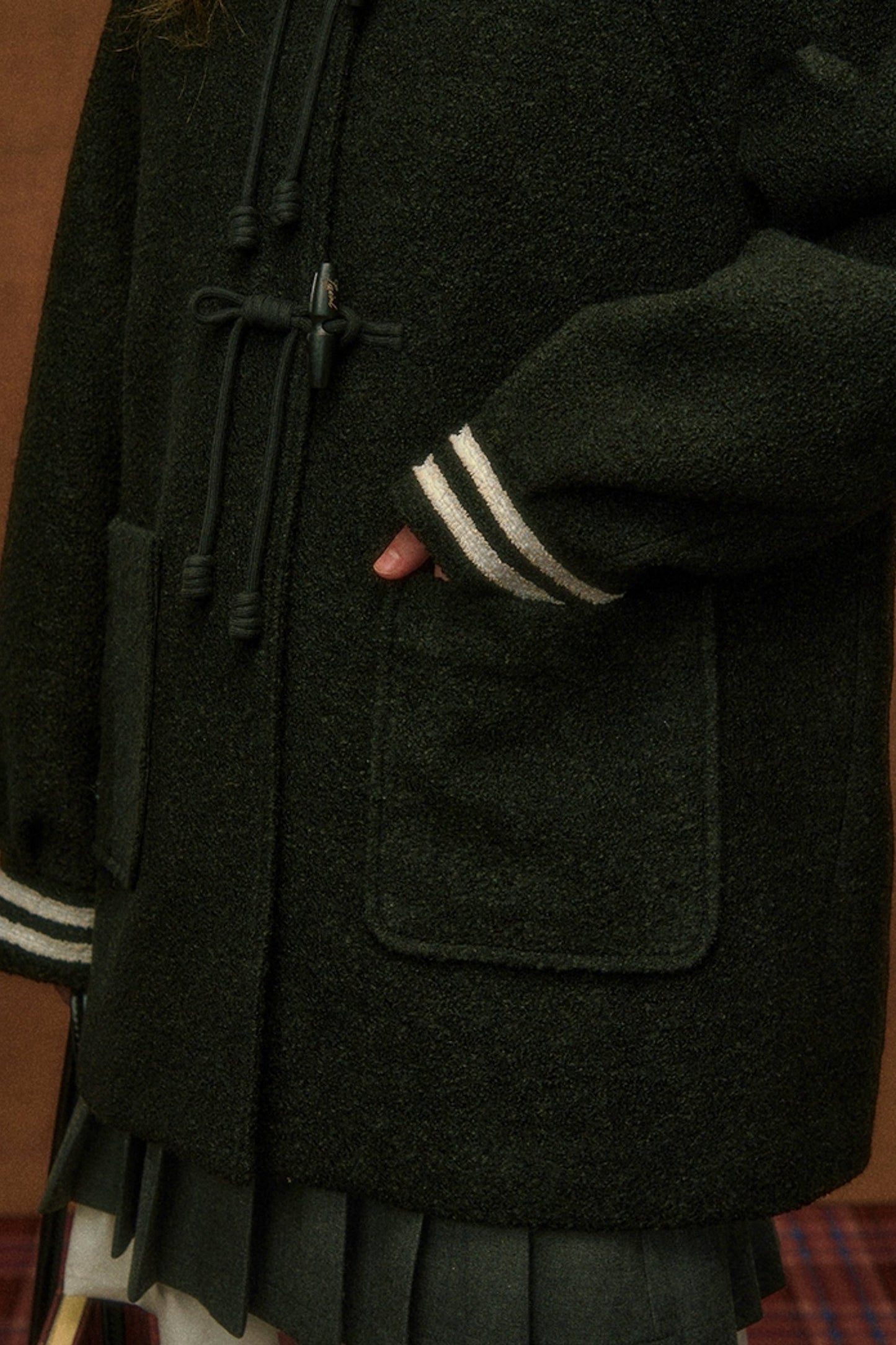 Lambswool Hooded Horn Button Coat