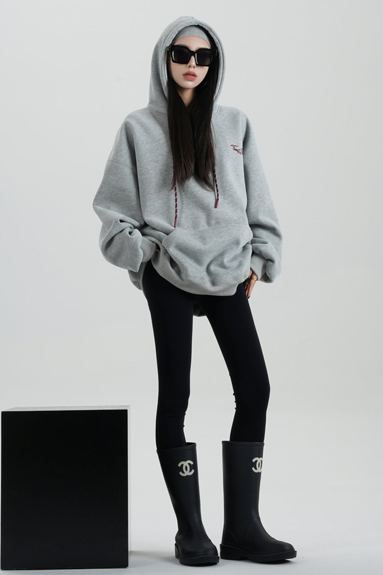 Hooded Mid-Length Fleece Sweatshirt