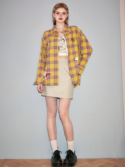 Betty Loose Plaid Long Sleeve Shirt