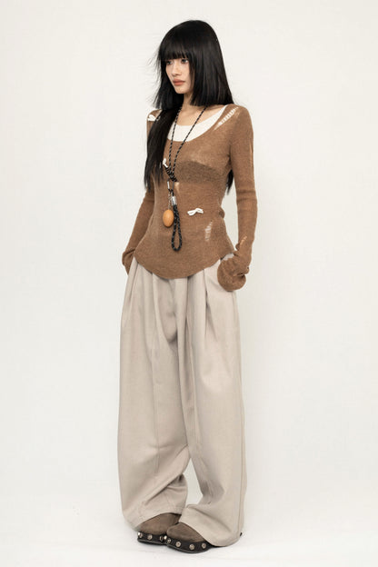 Unisex Retro Wide-Leg Suit Pants