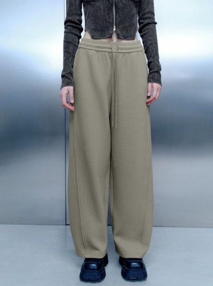 Elasticated Waist Wide-leg Carrot Pants