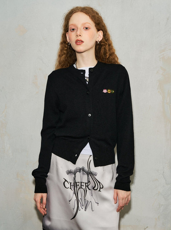 Embroidered Thin Knitted Cardigan