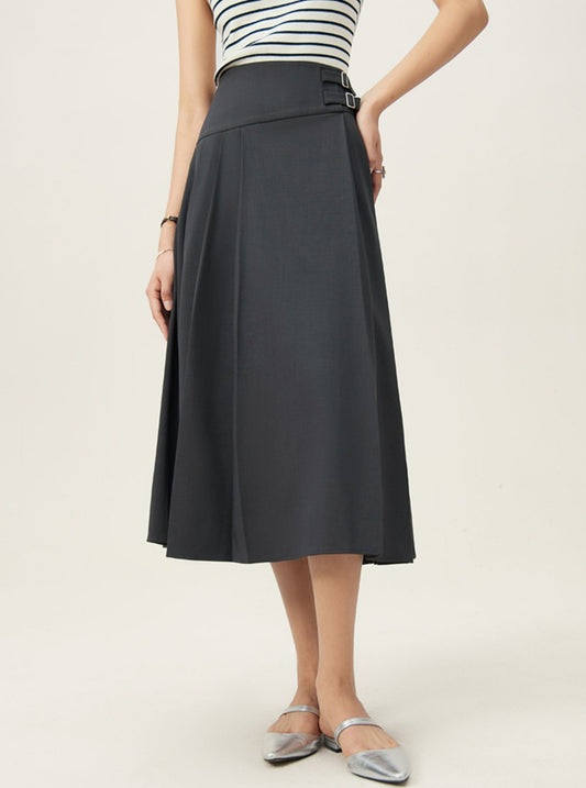 Gray Temperament Mid-Length Skirt