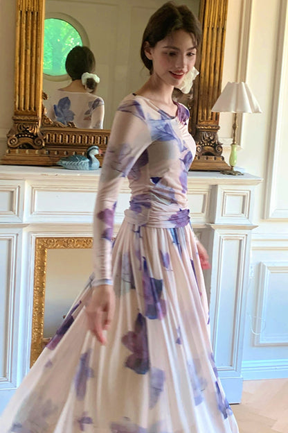 [9.19 New at 8 p.m.] Purple Mandarin Maple Leaf Chinese Restaurant French elegance suit long skirt two-piece set