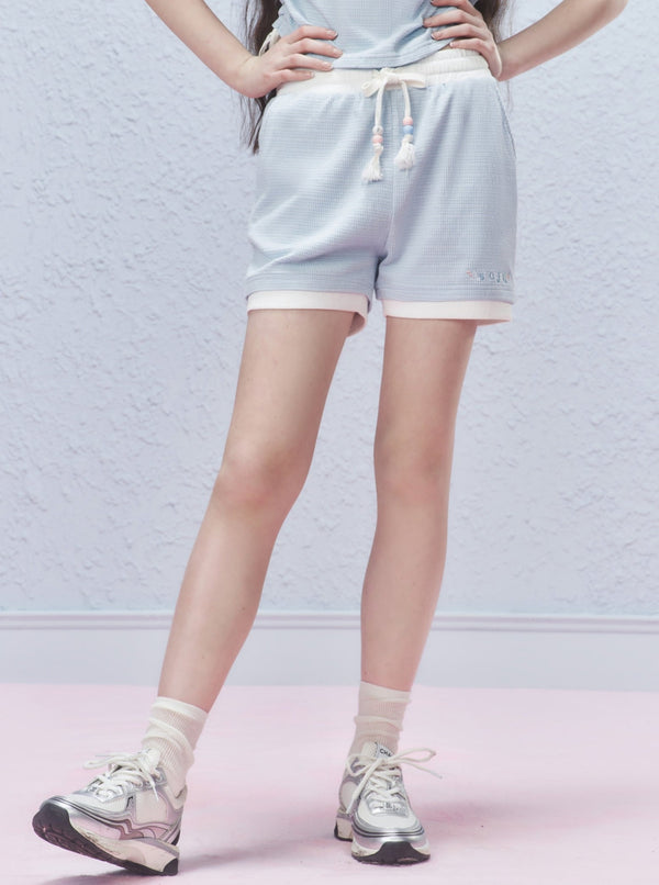 Colour-Block Drawstring Shorts Pants