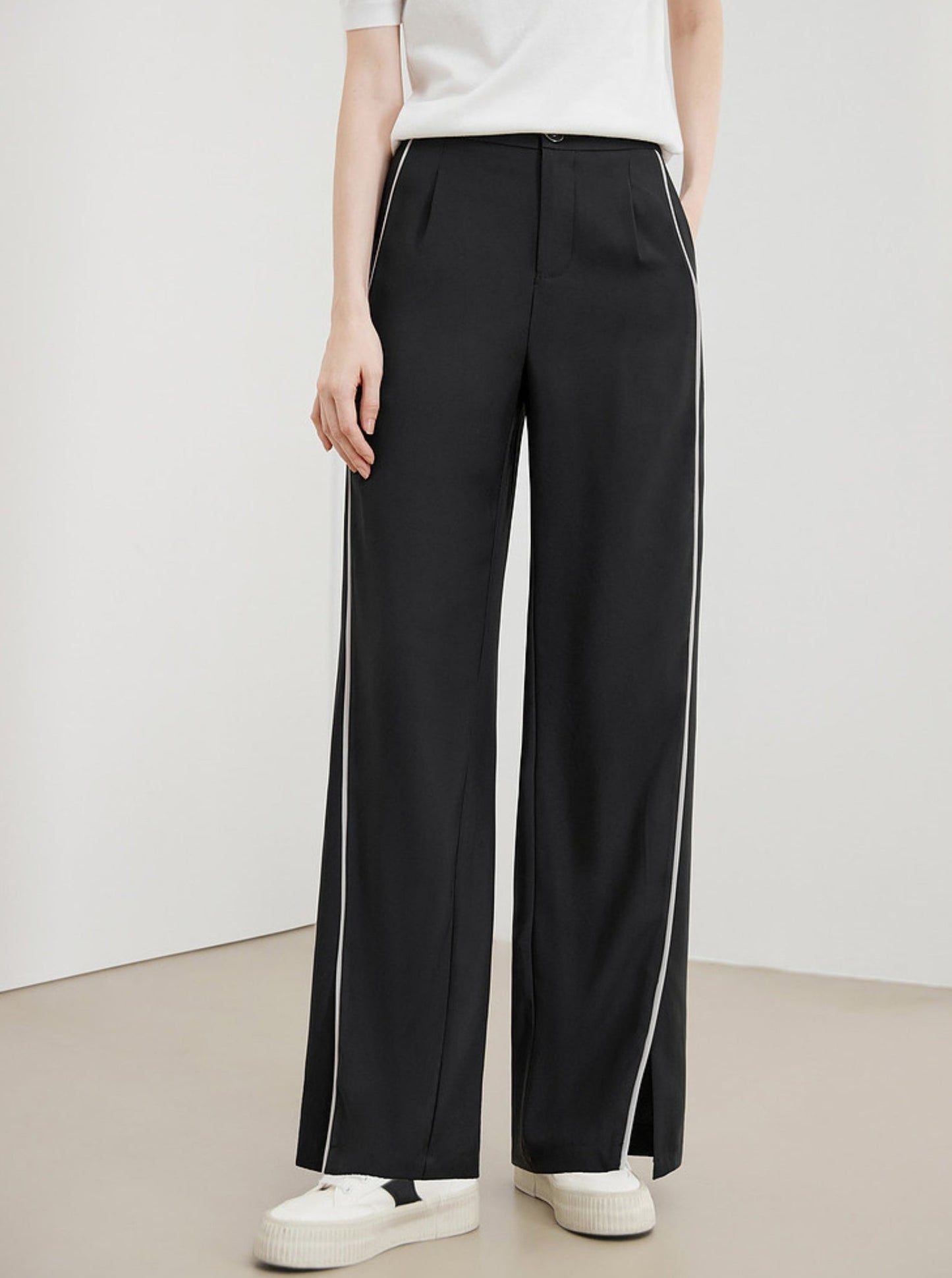 Thin Straight-Leg Pants