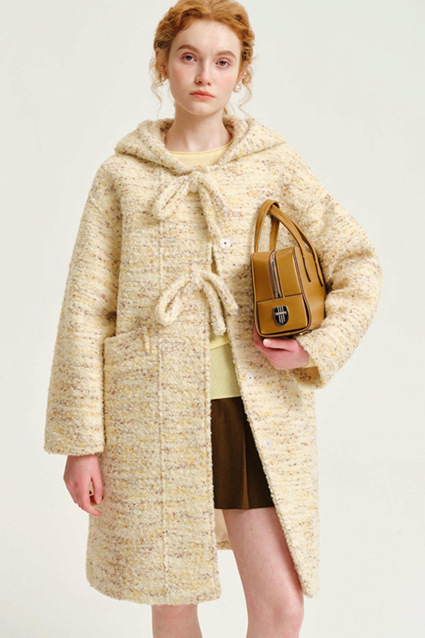 Variegated Tweed Midi Coat