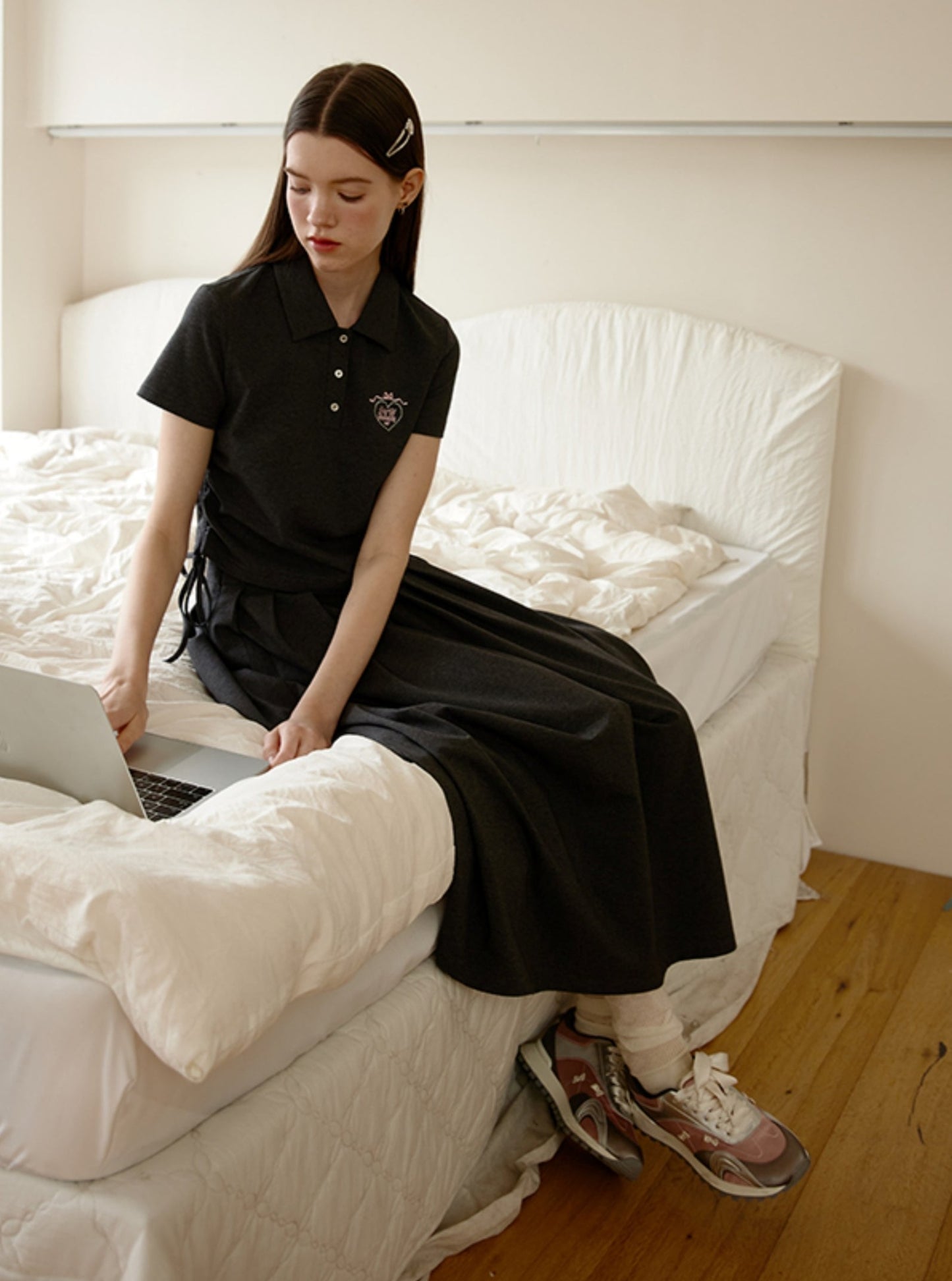 Short Sleeve Polo & Pleated Skirt Set-Up