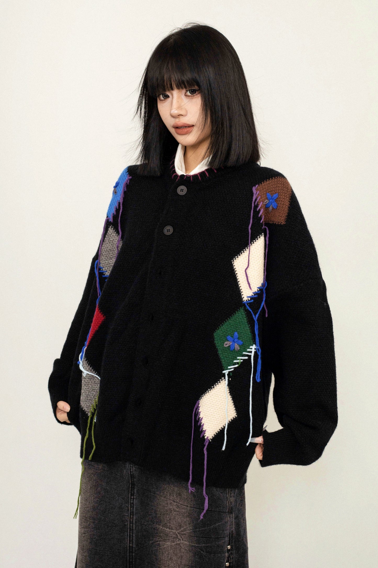 Tie-Dye Retro Loose Knit Sweater Coat