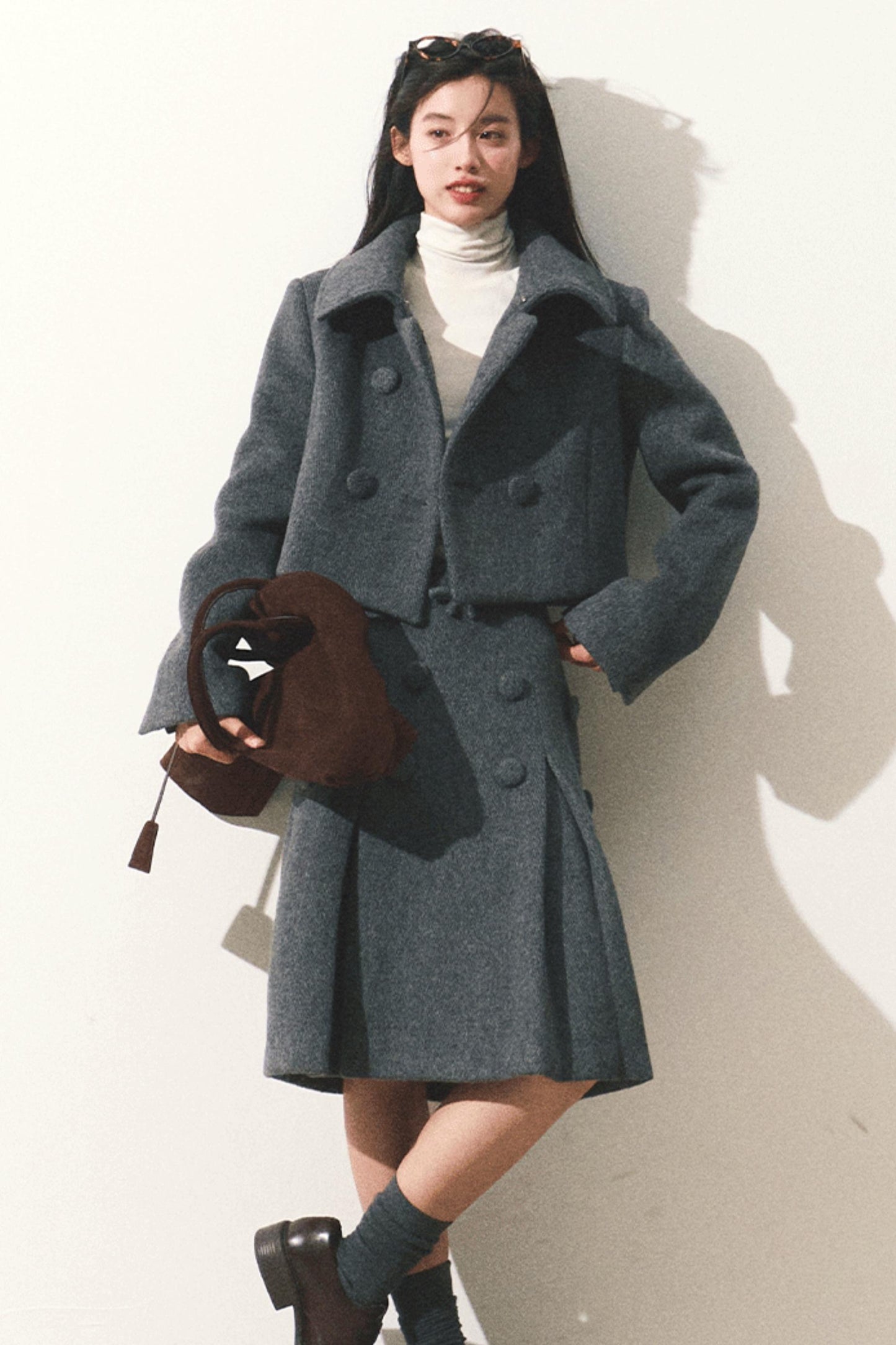 Wool Tweed Jacket Skirt Set-Up