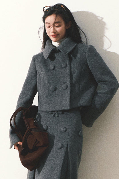 Wool Tweed Jacket Skirt Set-Up