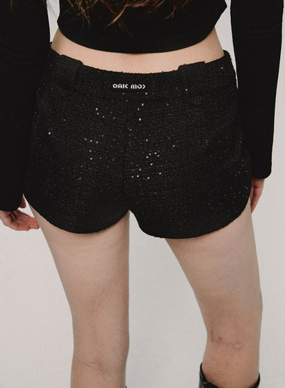 Black Sequin Slim Spring Hot Pants