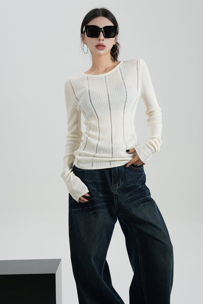 Pullover Long Sleeve Knit Base Layer Top