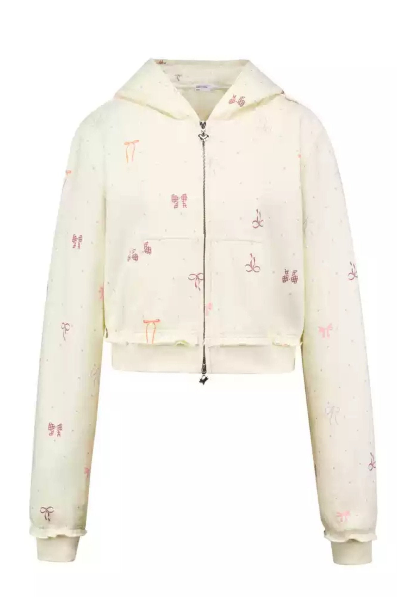 All Over Bow Print Cardigan Hoodie