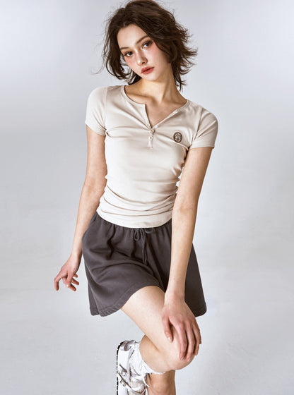 Basic Shoulder Round Neck T-Shirt