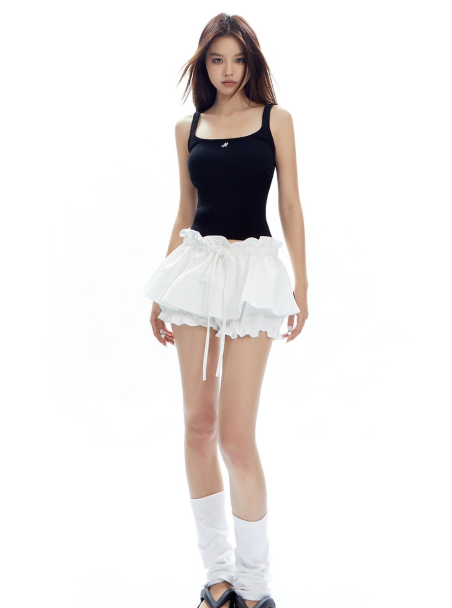 Ruffle Low-Waisted Drawstring Skirt