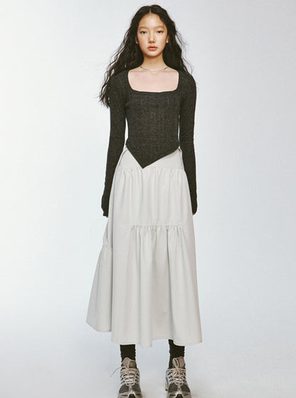 Moonlight Grey Dense Pleated Skirt