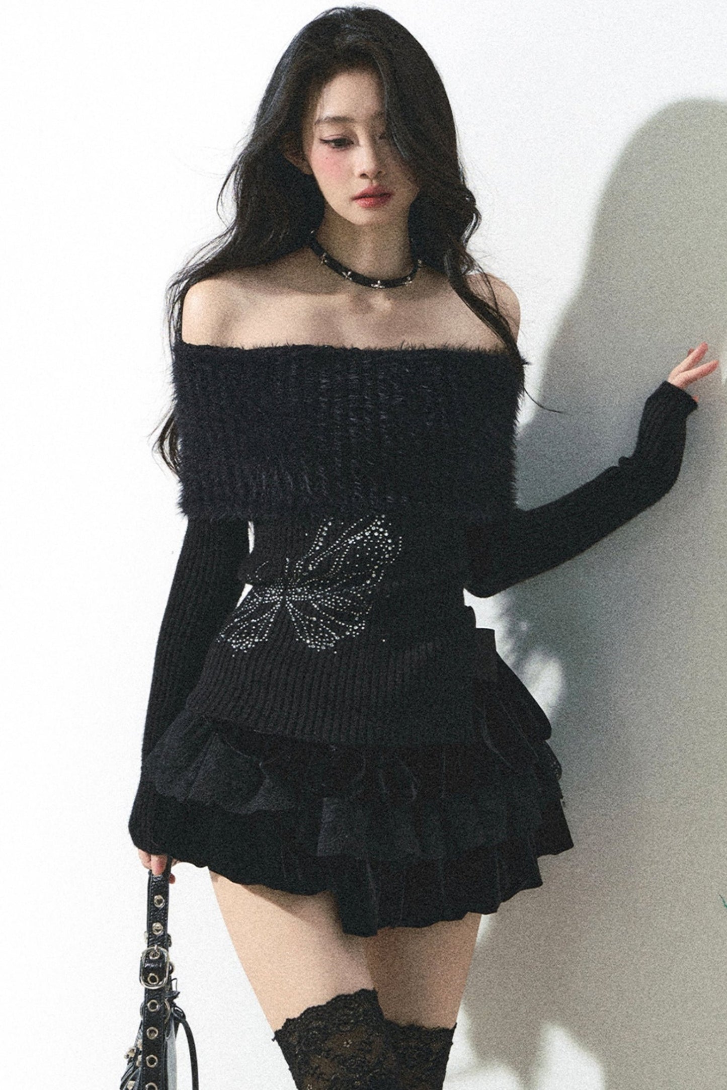 Sapporo ONE-SHOULDER KNIT SWEATER