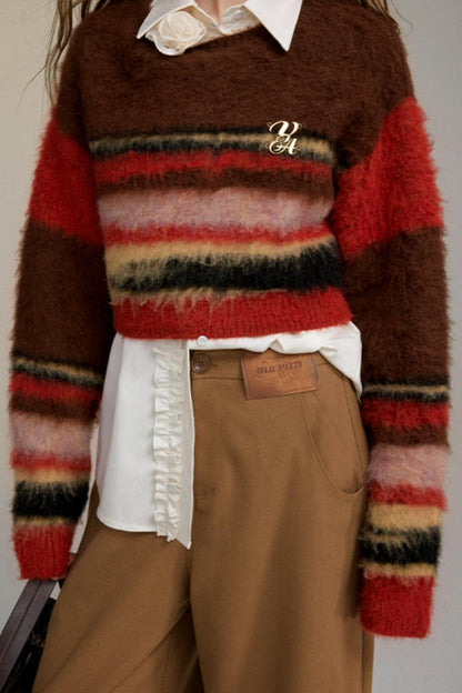 Brushed Color Bar Pullover Sweater