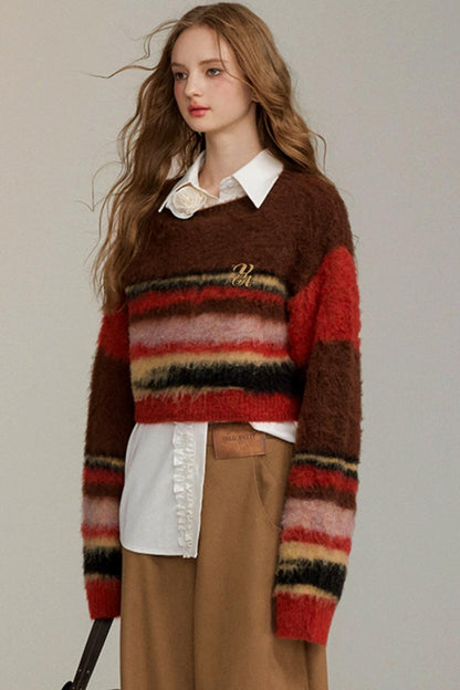 Brushed Color Bar Pullover Sweater