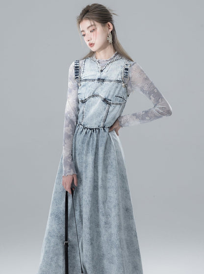 Snowflake Blue Denim Dress Set-Up