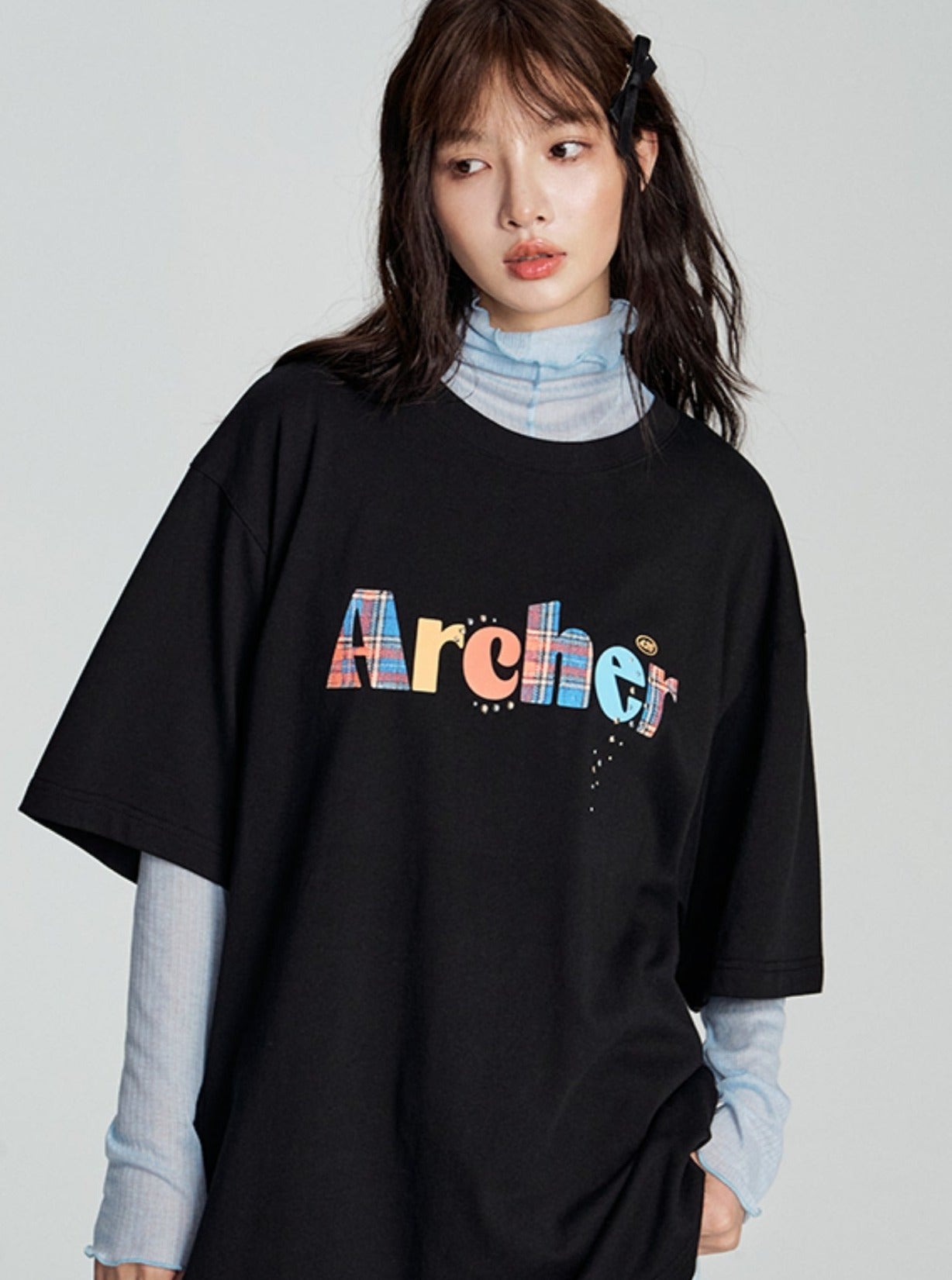 Check Letter Print T-Shirt