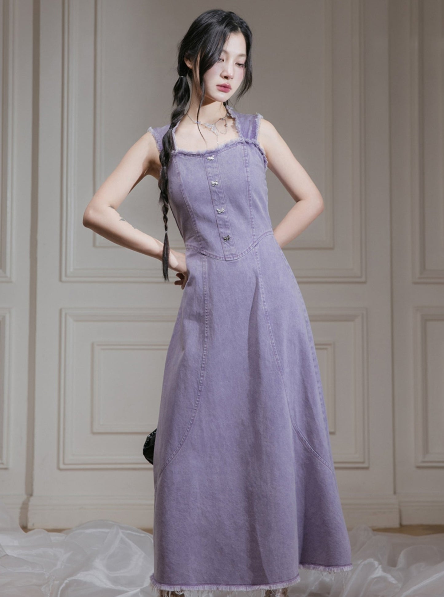 Lila Rosen Denimkleid 