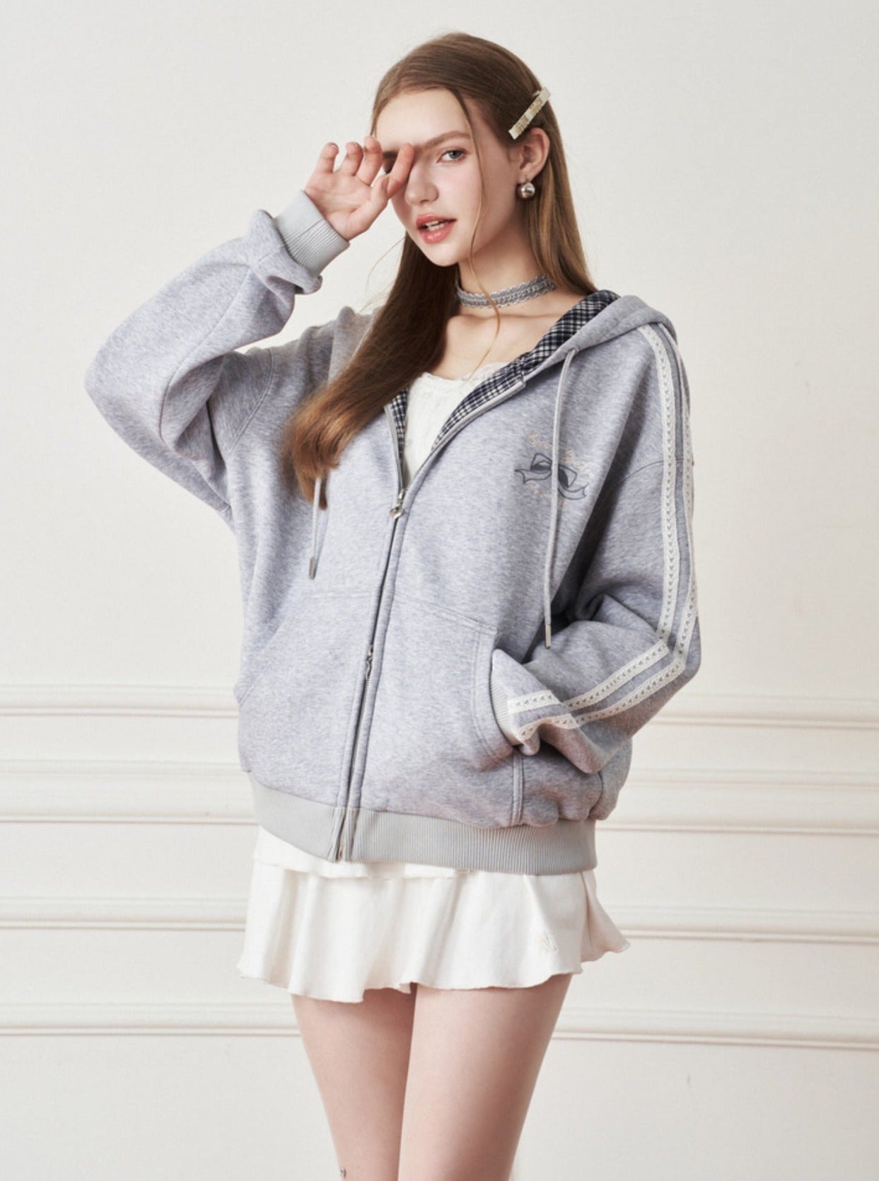 American retro style cardigan hooded jacket